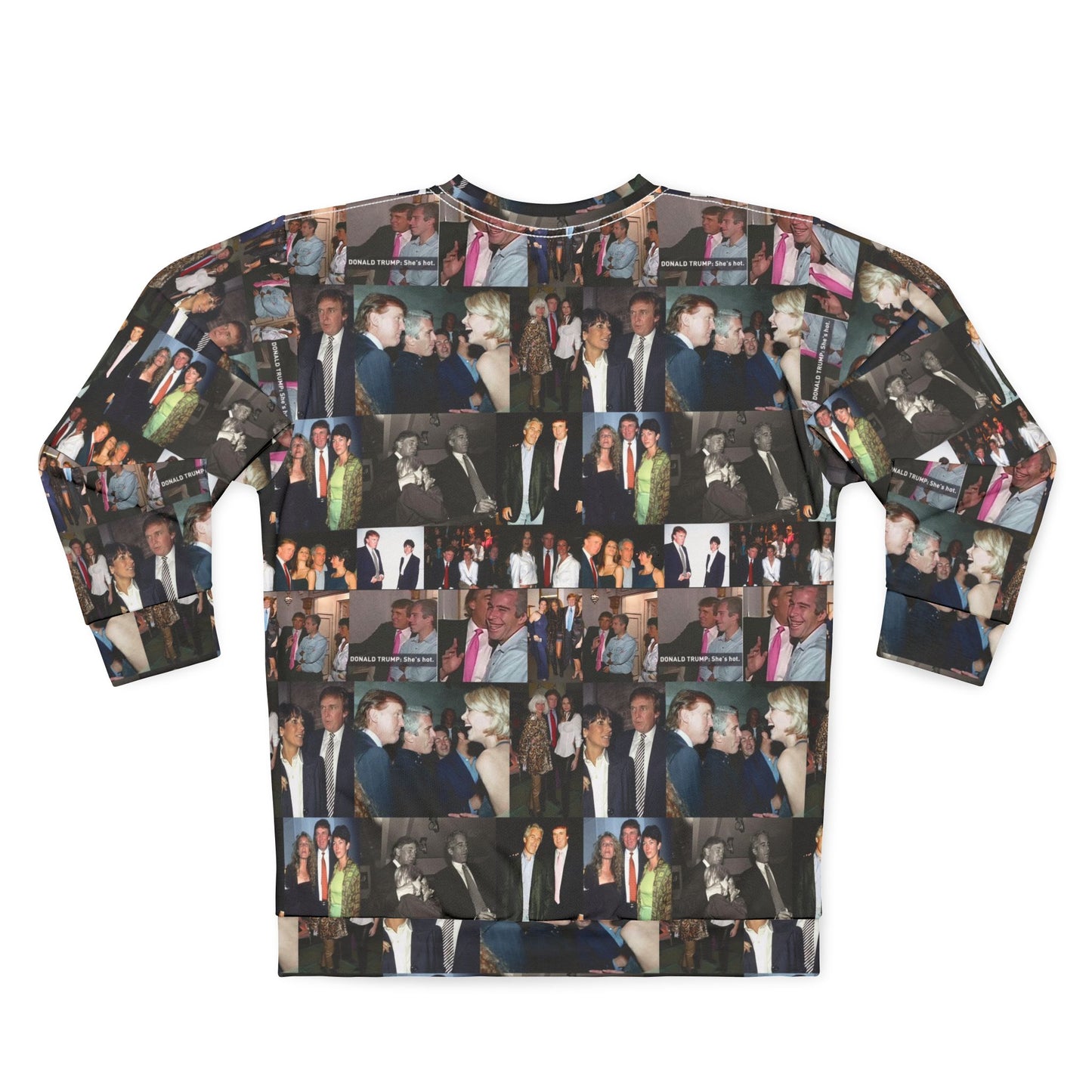Epstein and Trump AOP sweatshirt.