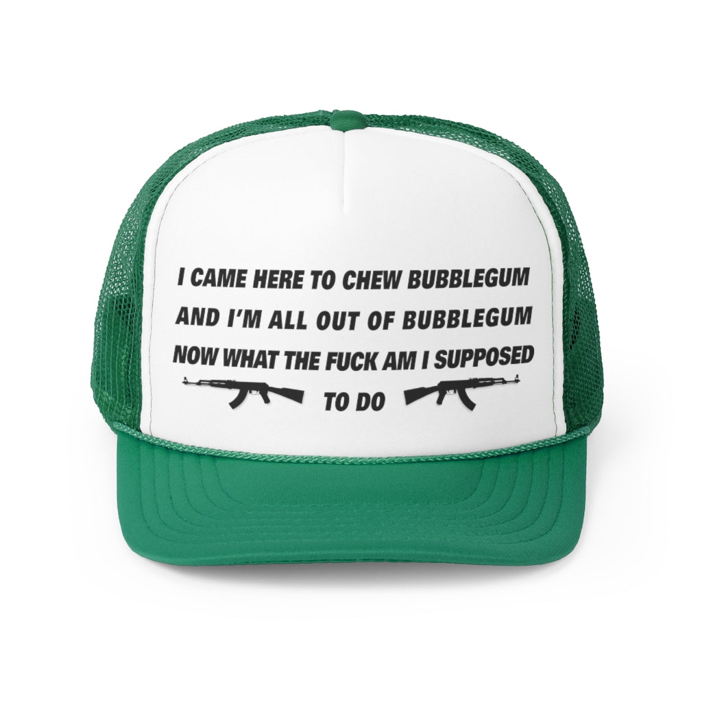 I came here to chew bubblegum.