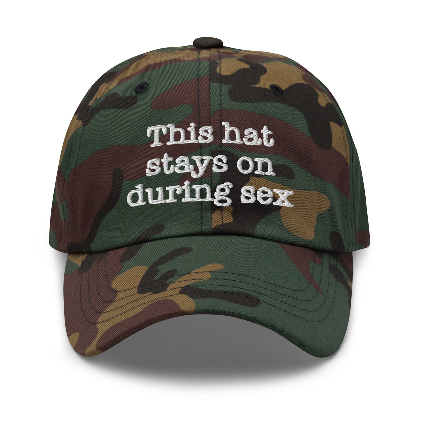 This hat stays on during sex.