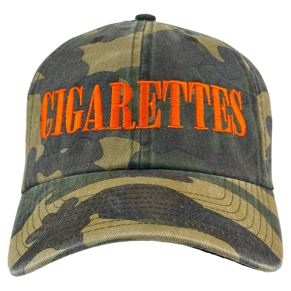 cigarette brand hats Cigarettes Camo Dad Hat, Camouflage