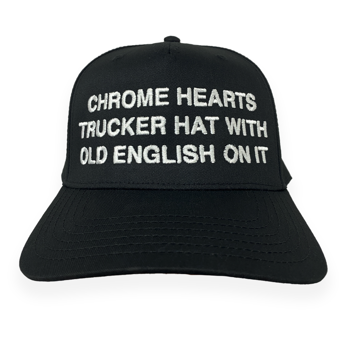 Chrome Trucker With Old English On It Hat.