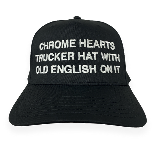 Chrome Trucker With Old English On It Hat.