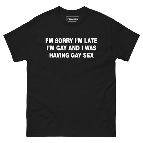 I'm Sorry I'm Late. I'm Gay And I Was Having Gay Sex. – Good Shirts