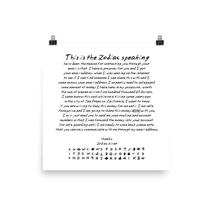 This Is The Zodiac Speaking.